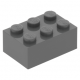 LEGO kocka 2x3, sötétszürke (3002)